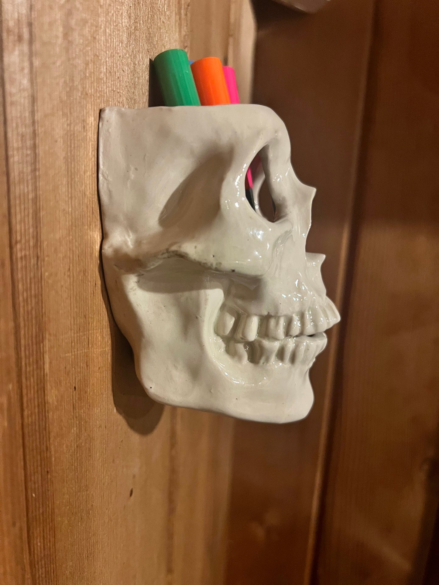 Ceramic Skull Sconce / wall vase