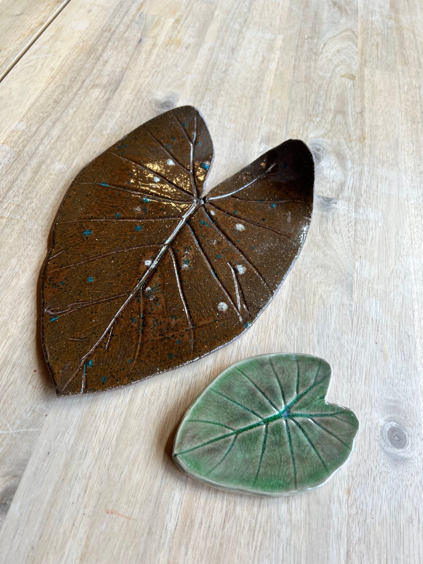 Elephant Ear leaf trivet and coaster set