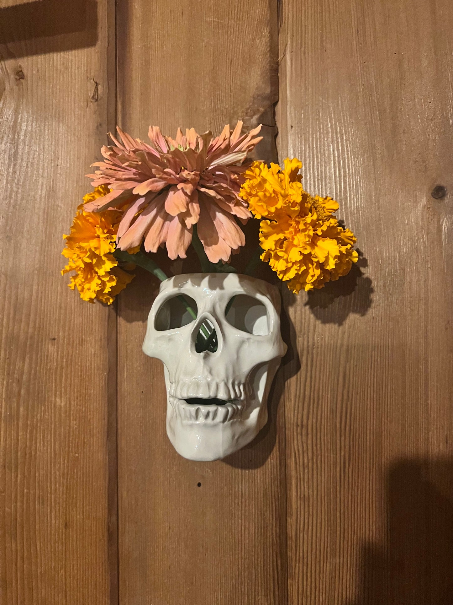 Ceramic Skull Sconce / wall vase